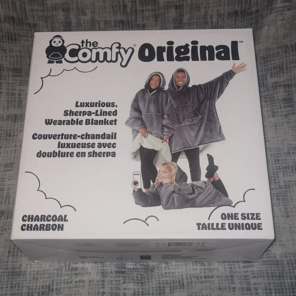 The Comfy Original Luxurious Sherpa Lined Wearable Blanket Charcoal NWT NEW